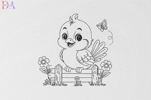 Cute Baby Bird on Garden Fence: Embroidery Review