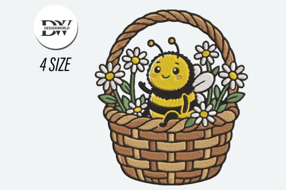 Cute Bee Basket with Daisies Embroidery Review