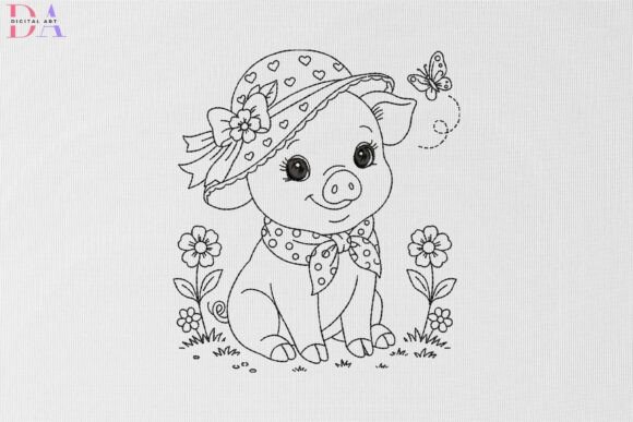 Cute Piglet in Floral Sunhat Garden Review