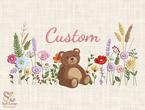 Cute Teddy Bear Floral Embroidery Design Review