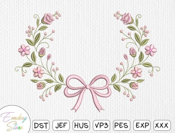 Floral Wreath Bow Embroidery Design Review