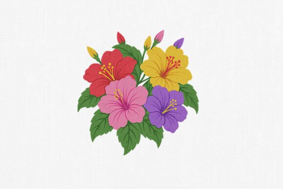 Hibiscus Floral Embroidery Design Art Review