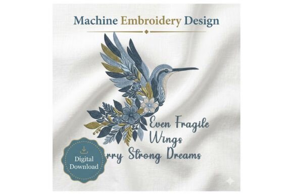 Hummingbird Floral Quote: Elegant Embroidery for Sellers